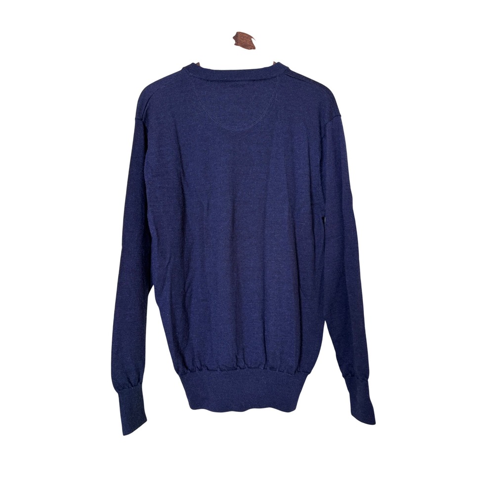 Orvis Mens Navy 100% Merino Wool‎ V-Neck Sweater Size Medium Embroidered Logo - Picture 6 of 8